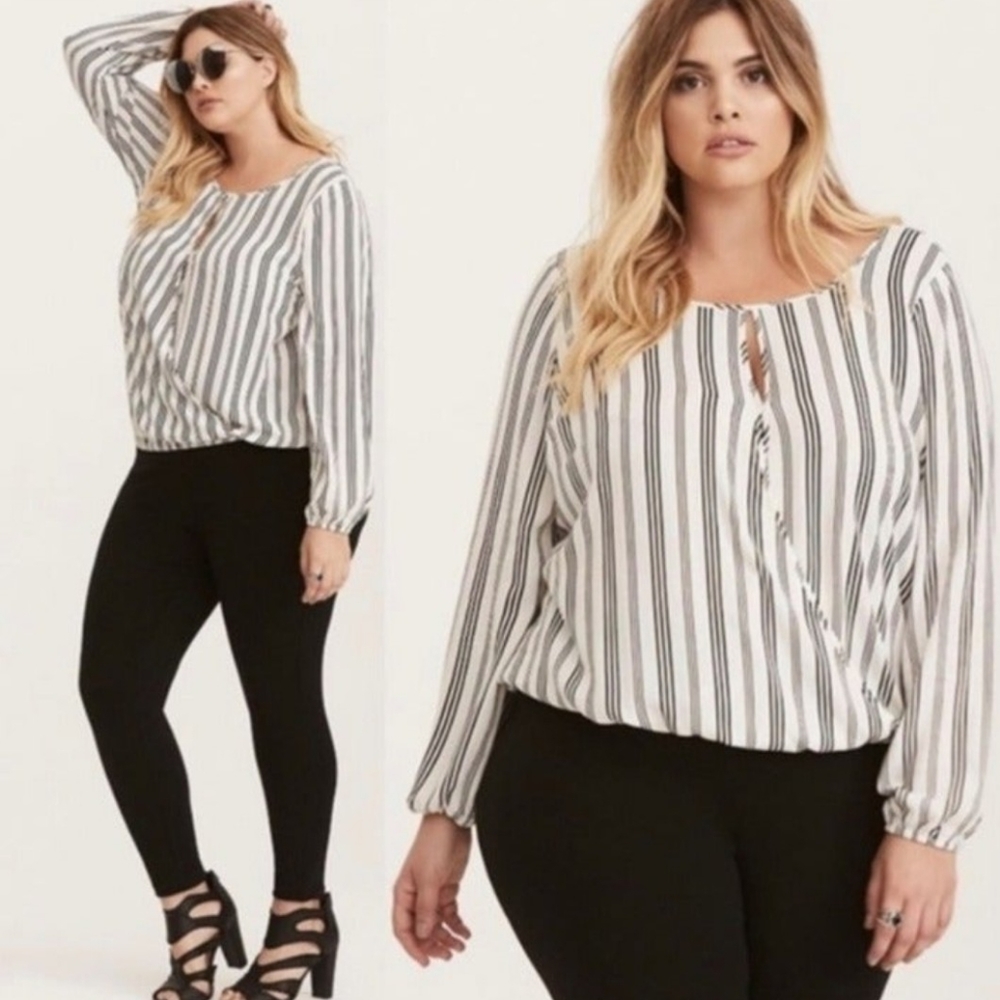 Torrid Size 2 Striped Crossover Blouse